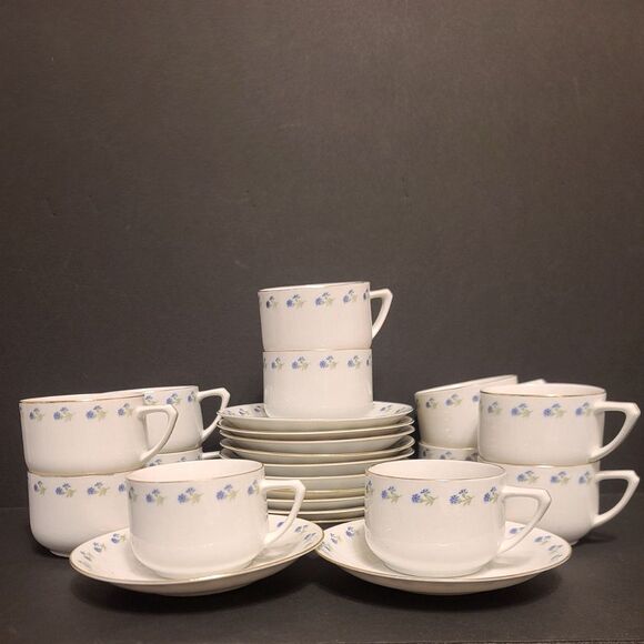 Antique J&C Bavaria Blue Floral Gold Gilt Rim‎ Cup and Saucer 1898-1923 - Picture 7 of 9